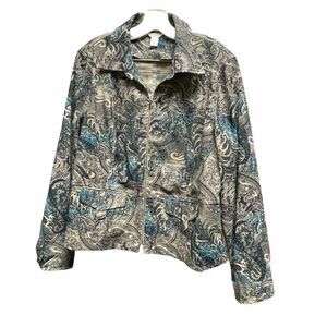 Christopher & Banks size XL paisley stretch zip front jacket